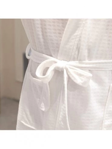 Robes Mens Bathrobe/Long Sleeve Thin Section Robes Knitting Belt Kimono Suitable for Foot Bath-White-XL - White - C8193E7A95Z...