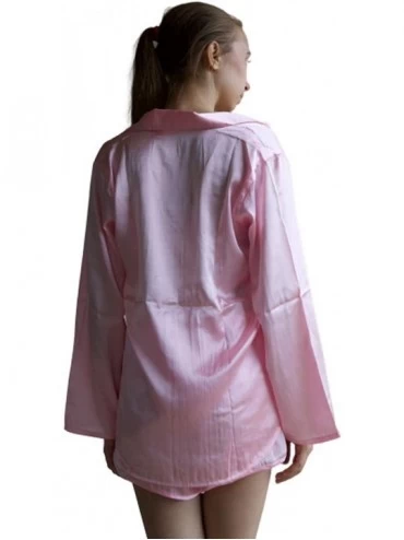 Sets Women's Satin Silk Pj Sets Long Sleeved with Shorts - Light Pink - CR192Z5R29D $18.53