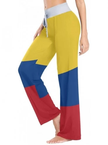 Bottoms Women Jersey Pajama Pants Drawstring Loose Palazzo Lounge Pants Sleepwear - Colombian Flag - CT1902YQGIE $30.18