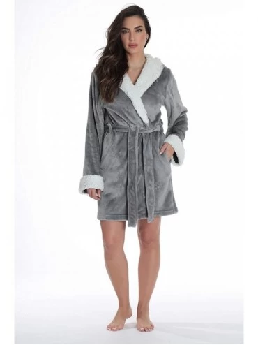 Robes Critter Robe Sherpa Trim Velour Robes for Women - Elephant (Velour) - C312HJGOGMH $25.82