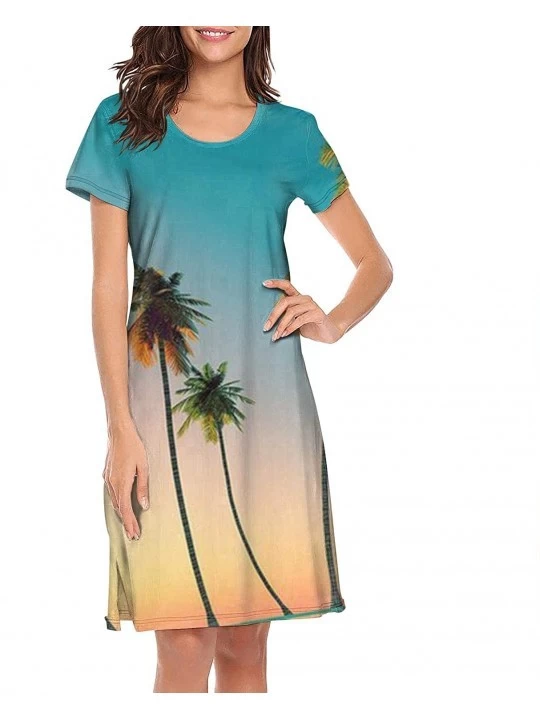 Nightgowns & Sleepshirts Womens Nightgown Sunsets Hawaii Premium Graphic Short Sleeve Lingerie - Sunsets Hawaii - CW18XAONNOQ...