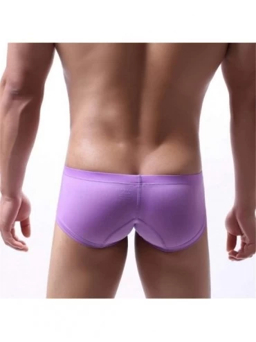 G-Strings & Thongs G-Strings Boxers Mens Sexy Pouch Soft Underpants Solid Hot Sport Thongs Underwear - Purple - CP18X24N3XN $...