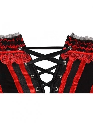 Bustiers & Corsets Womens Floral Black Lace Trim Corset Overbust Waist Cincher Bustier Top - 8068red - CZ18K4GIC92 $20.76