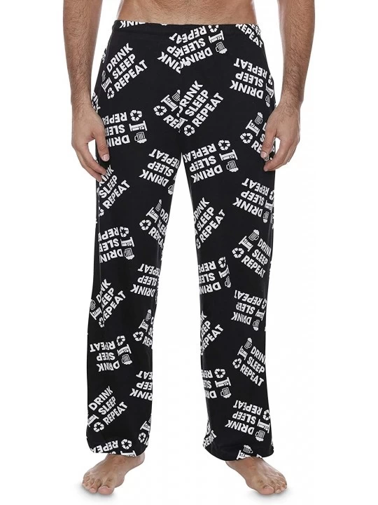 Sleep Bottoms Mens Beer & More Beer Fun Prints Pajama & Lounge Pants - Drink Sleep Repeat - CJ12NV0GEO9 $13.56