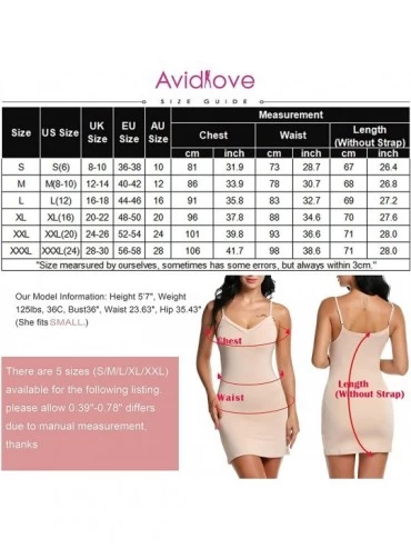 Slips Women's Full Slip Adjustable Spaghetti Strap Camisole Mini Dress Casual Deep V Nightgown - 1-apricot - C112MWZZVQ8 $16.37