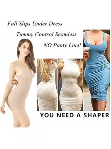 Shapewear Shapewear Slip for Women Plus Size Full Slips Under Dress Seamless Body Shaper - Nude - CH18RGXHTLE $12.10