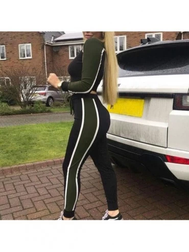 Sets Tracksuit Sweatshirt Pants Sets Women 2Pcs Sports Long Sleeve Casual Suit - Army Green - CT18I2H8H25 $23.28