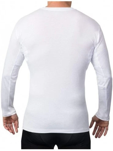 Undershirts Sweatproof Long Sleeve Shirt for Men with Underarm Sweat Pads (Fitted- Crew Neck) - C2197CLN0YY $29.79