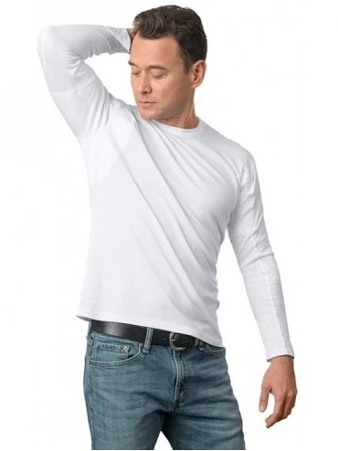 Undershirts Sweatproof Long Sleeve Shirt for Men with Underarm Sweat Pads (Fitted- Crew Neck) - C2197CLN0YY $29.79