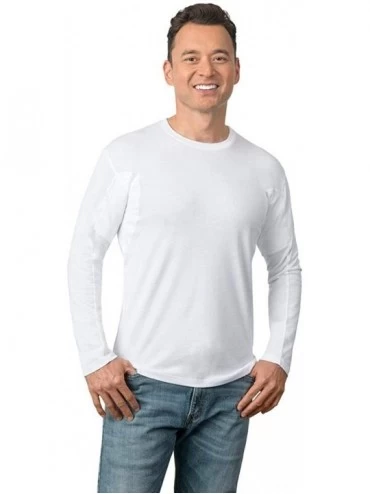 Undershirts Sweatproof Long Sleeve Shirt for Men with Underarm Sweat Pads (Fitted- Crew Neck) - C2197CLN0YY $29.79