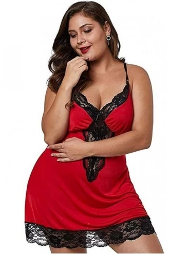 Baby Dolls & Chemises Womens Chemise Sleepwear Women Plus Size Babydoll Lingerie Back Crisscross Lace Trim Chemise Sleepwear ...