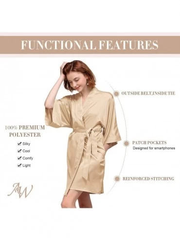 Robes Women's Silky Robe- Satin Kimono Bathrobe for Wedding Party Brides Bridesmaids Loungewear - Champagne - CV18653MUOO $21.46