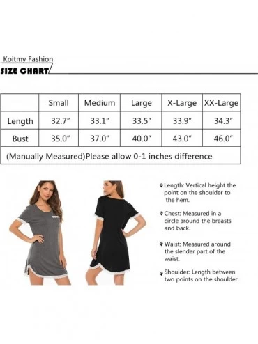 Nightgowns & Sleepshirts Womens Short Sleeve Sleepwear Sleep Dress Pajamas Lace Trim Nightgown - Black - C718W53SY59 $23.94