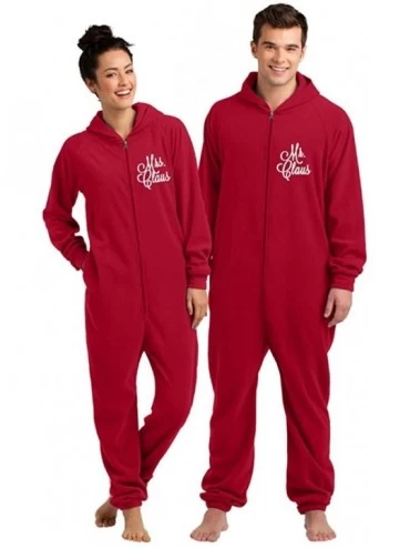 Sets Unisex Adult Mrs. Claus Fleece Onesie - Red - CB12MGPJG4T $45.20