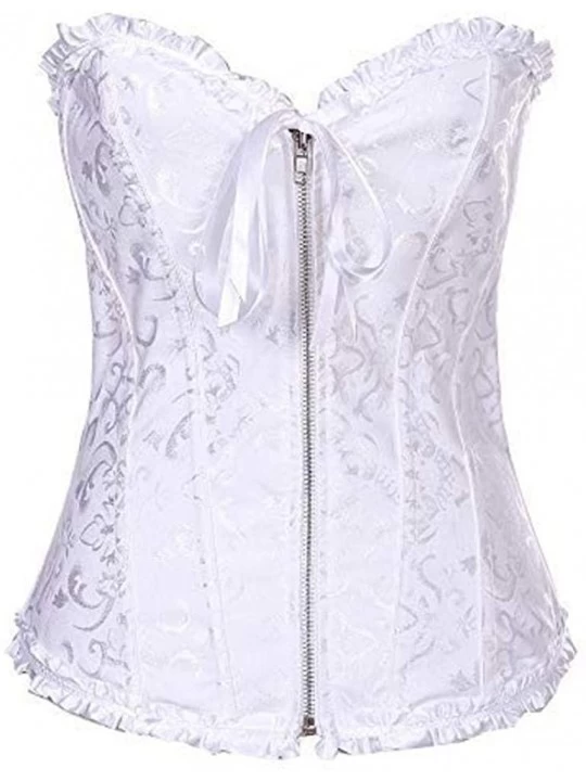 Bustiers & Corsets Women Underbust Corsets Sexy Lace Up Bow Waist Retro Shapewear Body Shaper - White - C818M4G8K2I $15.35