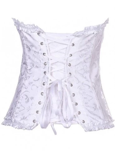 Bustiers & Corsets Women Underbust Corsets Sexy Lace Up Bow Waist Retro Shapewear Body Shaper - White - C818M4G8K2I $15.35