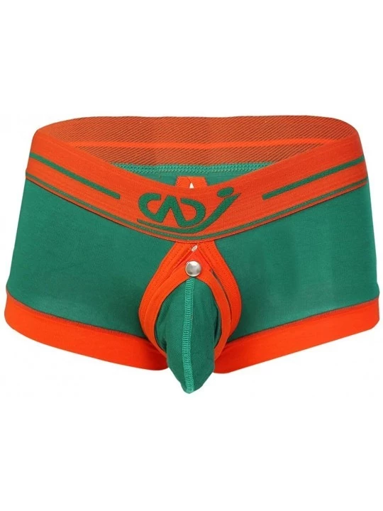 Boxer Briefs Mens Buckled Pouch Boxer Briefs Underwear Trunks Underpants Shorts - Green - C818CQZUT7Z $19.70