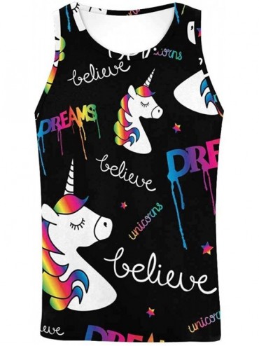 Undershirts Men's Muscle Gym Workout Training Sleeveless Tank Top Cute Unicorns Head - Multi7 - C519DW93OWC $26.60