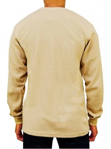 Thermal Underwear Men's Heavyweight Long Sleeve Thermal Crew Neck Top - Khaki - CY1205NGEVH $16.63