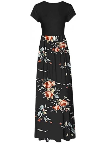 Baby Dolls & Chemises Women's Casual Short Sleeve Bohimian Vintage Dress Fashion O-Neck Print Maxi Tank Long Dress Loose Plus...