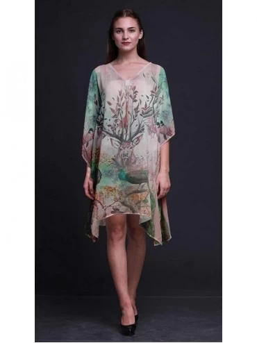 Nightgowns & Sleepshirts Blue Peacock Bird Ladies Plus Size Kaftan Summer Wear Beach Coverup Kimono Kaftan - Peach - CG18NCO3...