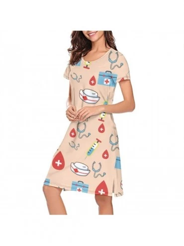 Nightgowns & Sleepshirts Women's Lady Bugs Nightgown Short Sleeve Sleepshirts Dress - White-158 - CS18ANEMHGY $22.03