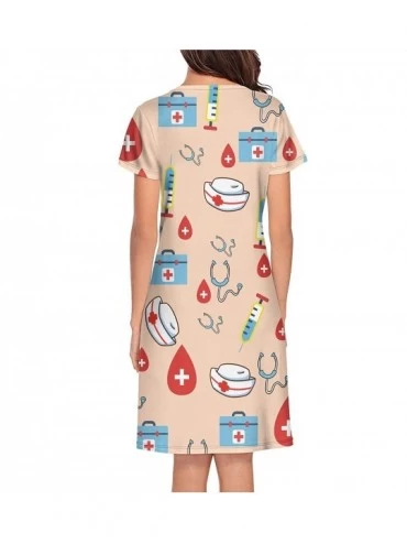 Nightgowns & Sleepshirts Women's Lady Bugs Nightgown Short Sleeve Sleepshirts Dress - White-158 - CS18ANEMHGY $22.03