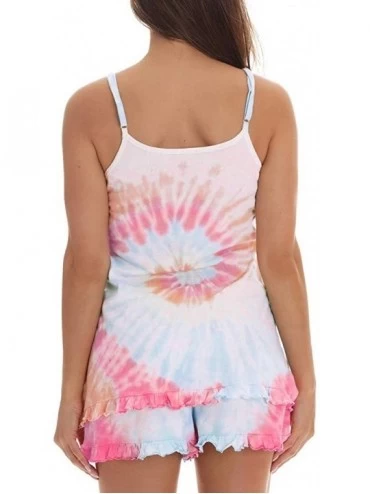 Sets Womens Tie Dye Printed Sleepwear Lounge Short Sleeve Pajama Set Night Shirt with Shorts - Pink - CK190LQZCHG $24.21