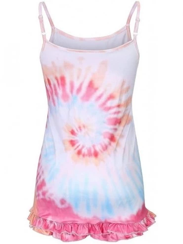 Sets Womens Tie Dye Printed Sleepwear Lounge Short Sleeve Pajama Set Night Shirt with Shorts - Pink - CK190LQZCHG $24.21