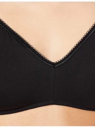 Bras Women's Cotton Bralette 2-Pack - Black Beauty/Nude - CK18ZDSUTDT $18.30