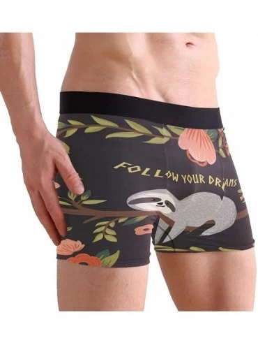 Boxer Briefs Follow Your Dreams Sloth Mens Boxer Briefs Underwear Breathable Stretch Boxer Trunk with Pouch - Brown - CX18MG9...