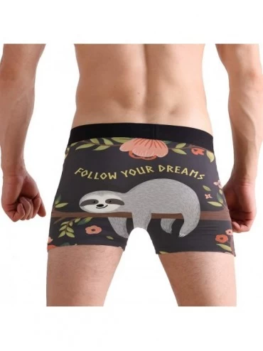 Boxer Briefs Follow Your Dreams Sloth Mens Boxer Briefs Underwear Breathable Stretch Boxer Trunk with Pouch - Brown - CX18MG9...