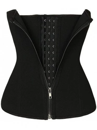 Bustiers & Corsets Women's 9 Steel Boned Latex Underbust Corset Sports Long Torso Waist Training Cincher - Black Zipper - CH1...