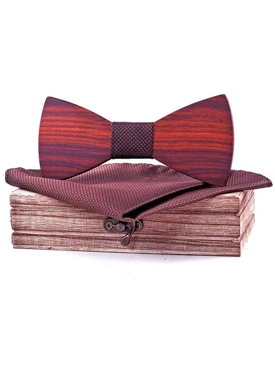 Sleep Sets Manual Wooden Bow Tie Handkerchief Set Men's Bowtie Wood Hollow Carved and Box J - Wassermelonenrot - C9196263Y82 ...