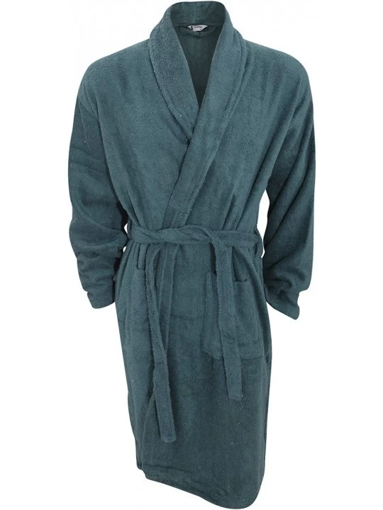 Robes Mens Plain Cotton Towelling Robe/Dressing Gown - Green - CN129UJF2VF $48.83