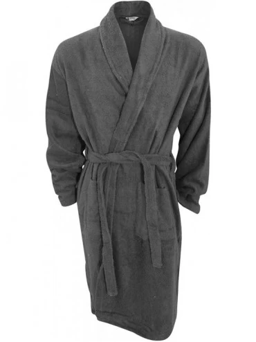 Robes Mens Plain Cotton Towelling Robe/Dressing Gown - Green - CN129UJF2VF $48.83