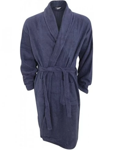 Robes Mens Plain Cotton Towelling Robe/Dressing Gown - Green - CN129UJF2VF $48.83