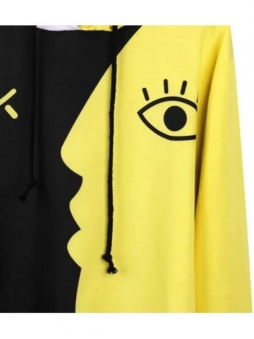 Bustiers & Corsets Womens Girls Colorblock Hoodies Top Graphic Print Long Sleeve Drawstring Hooded Sweatshirts - Yellow - CO1...