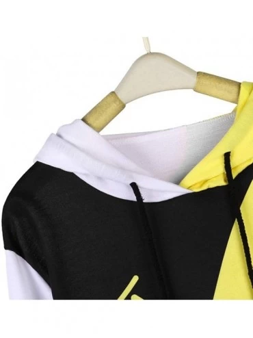 Bustiers & Corsets Womens Girls Colorblock Hoodies Top Graphic Print Long Sleeve Drawstring Hooded Sweatshirts - Yellow - CO1...