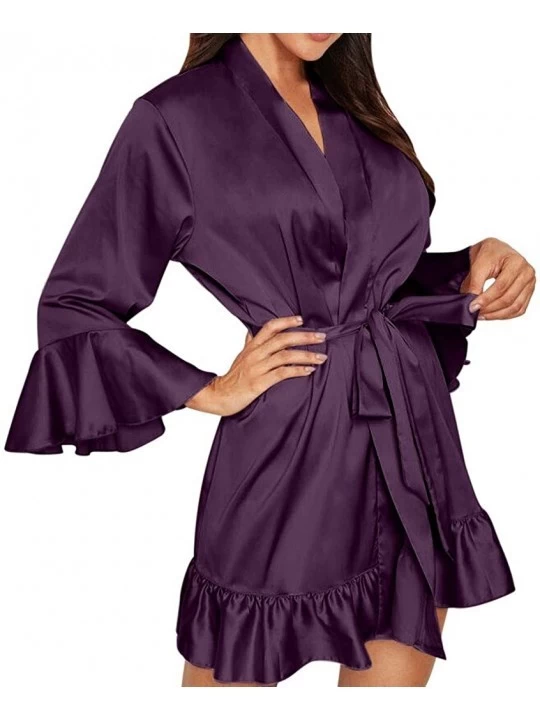 Baby Dolls & Chemises Women Sexy Lace Lingerie Nightwear Underwear Sleepwear Pajamas - Purple - CG198OE736Q $17.13