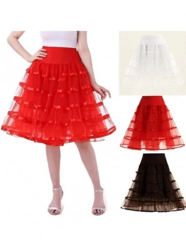 Slips Women's Underskirt Petticoat Underskirt Vintage Dress One Size Organza Skirt Petticoat Wedding Dress Tutu Skirt - C-red...