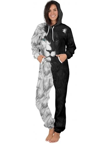 Unisex Adult Fashion Romper Onesie Hooded 3D Printed Zipper Jumpsuits ...
