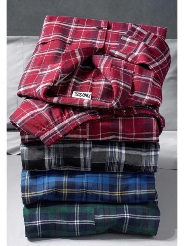 Sleep Sets Men's Big & Tall Plaid Flannel Pajama Set Pajamas - Black Plaid (5170) - CX18L2AL26Z $31.23