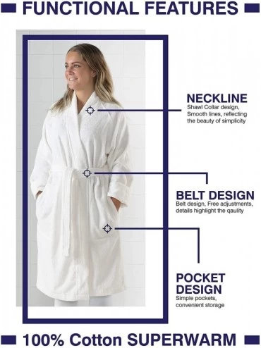 Robes Classic Bath Robe- Premium Spa Robe- one size fits all- White - CW195WN66C0 $25.44