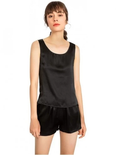 Camisoles & Tanks (Tank TOP ONLY) Silk Camisoles for Women Tank Tops Ladies Girls Summer Cool Soft - Black - CP199L05C66 $40.65