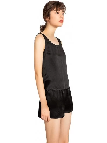 Camisoles & Tanks (Tank TOP ONLY) Silk Camisoles for Women Tank Tops Ladies Girls Summer Cool Soft - Black - CP199L05C66 $40.65