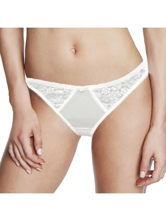 Panties Dominique Lace Trimmed Thong Style 349 - White - 2XLarge - CY114XKGFSL $16.91