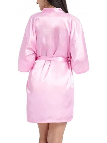 Robes Women's Pure Color Short Satin Kimono Robe Bathrobe Sleepwear Loungwear for Bridesmaid and Bride Wedding Party Gift - B...