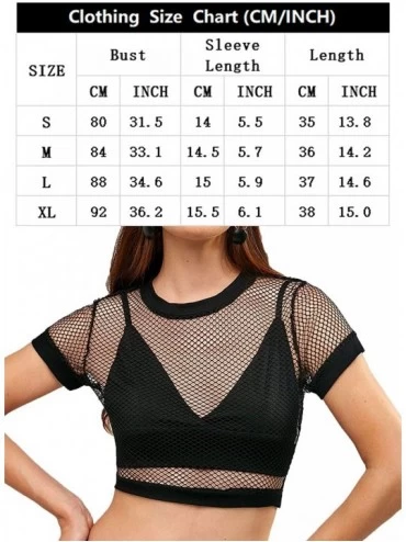 Camisoles & Tanks Women's Elastic Fishnet Long Sleeve Mesh Crop Top Clubwear See Through - Black8 - CJ18QC8NYHA $18.13