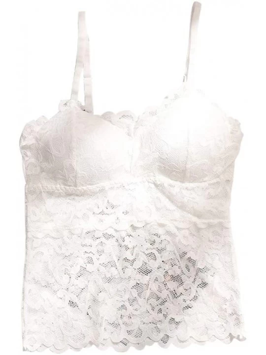 Camisoles & Tanks Women Sexy Vest Solid Bra Lace Camisole Breathable Bralette Push Up Top Underwear - White - CX196UNEM3Z $9.98
